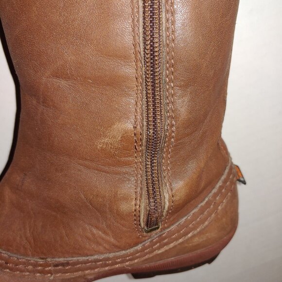 UGG Australia Belcloud Leather Suede Tall Waterproof Boots Size 6.5 Cognac - Picture 6 of 11